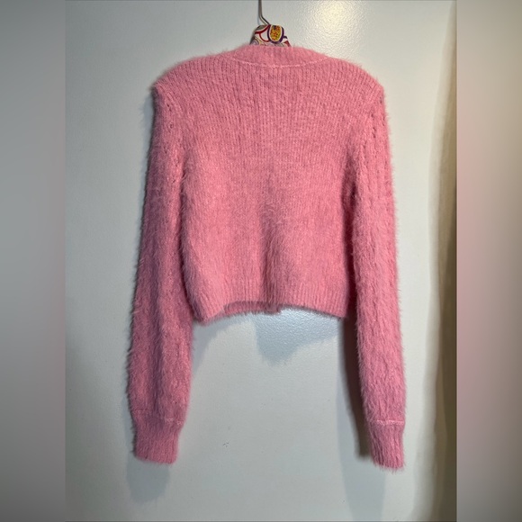 Free People Celeste Fuzzy Cute Embellished Hearts Button Cardi Cardigan - Picture 6 of 6